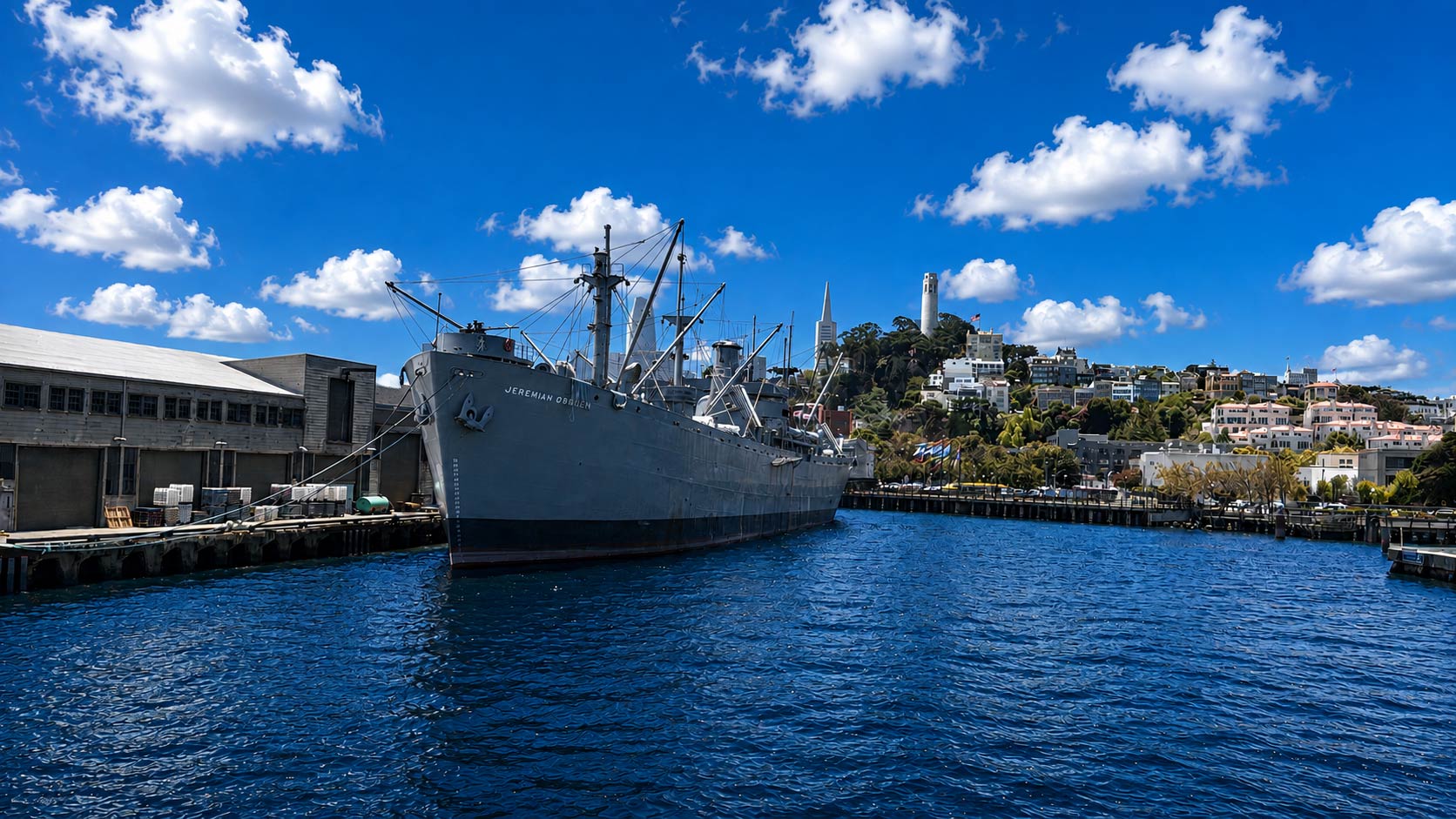 The USS Iowa is permanently docked in San Francisco Bay