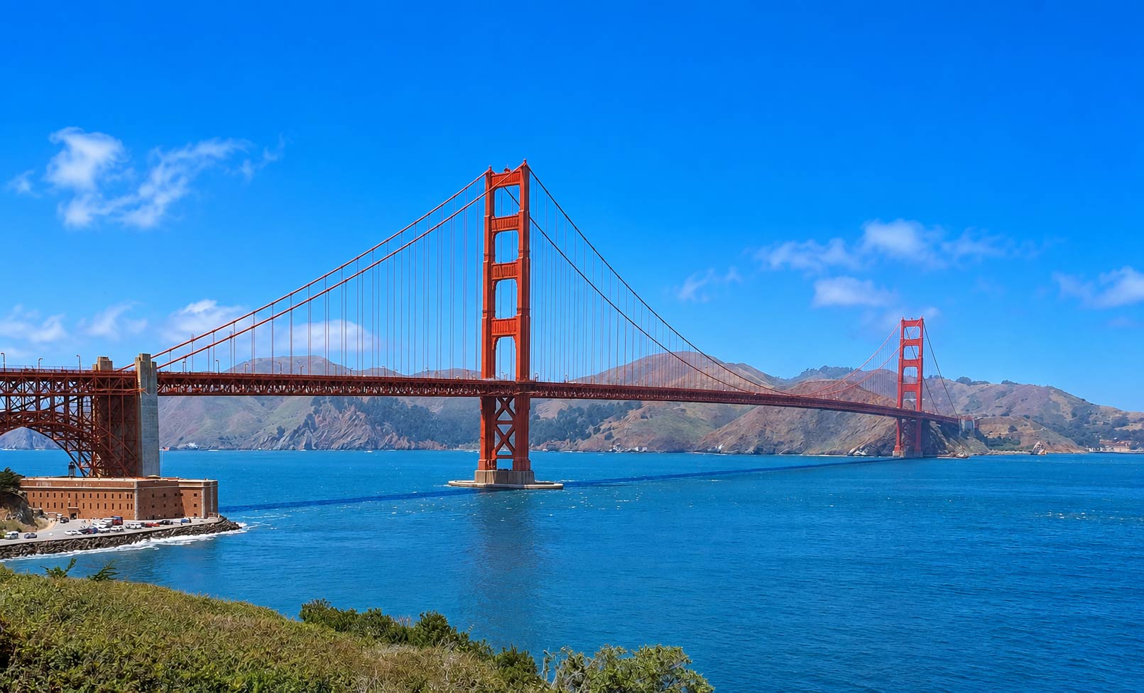Golden Gate Bridge viewed from the water